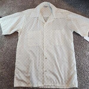 Vintage 70s Sears The Fashion Place Women's Button‎ Down Short Sleeve Shirt L XL